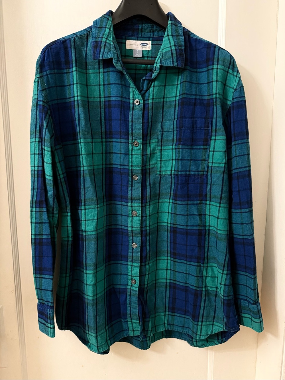 OLD NAVY GREEN & BLUE LONG SLEEVE BUTTON-DOWN SHIRT